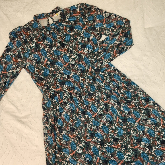 Boden Dresses & Skirts - Boden Clara Dress Jersey Knit Long Sleeve Green Floral Stretch US Sz 8 LONG